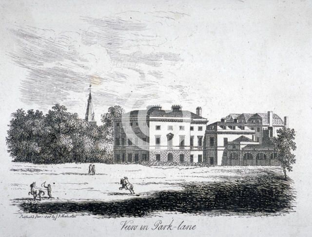 View of Park Lane, Westminster, London, 1808.                                         Artist: James Peller Malcolm
