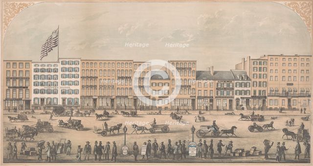 View of Park Place, New York, from Broadway to Church Street, North Side, A.D. 1854, Creator: William Boell.