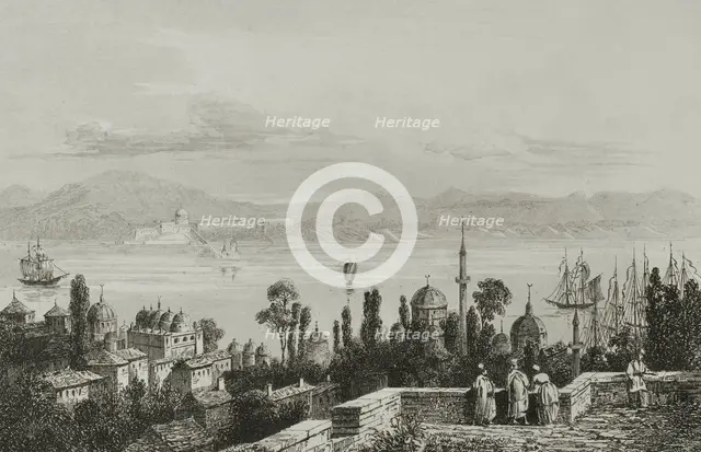 View of Pera, suburb where the Armenians live, Constantinople, (Istanbul), Turkey, 1838. Creator: Victor-Marie-Felix Danvin.