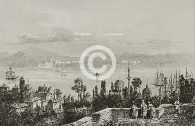 View of Pera, suburb where the Armenians live, Constantinople, (Istanbul), Turkey, 1838. Creator: Victor-Marie-Felix Danvin.
