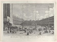 View of Piazza San Marco, with the church of San Geminiano at the far end, and figures and..., 1763. Creator: Giovanni Battista Brostoloni