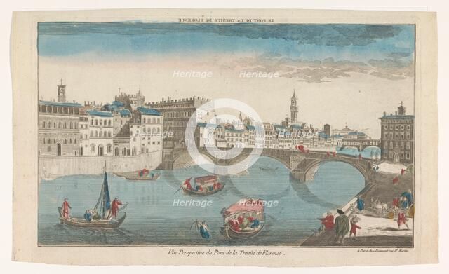 View of Ponte Santa Trinita over the river Arno in Florence, 1745-1775. Creator: Anon.
