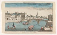 View of Ponte Santa Trinita over the river Arno in Florence, 1745-1775. Creator: Anon