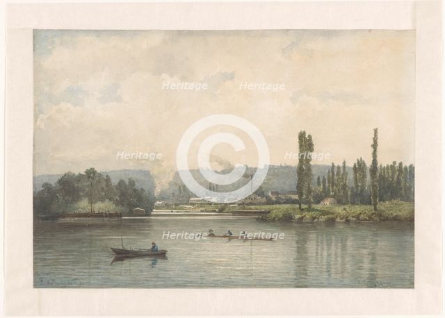 View of Port-Marly on the Seine, with the laundry, 1880.  Creator: Johan Conrad Greive.
