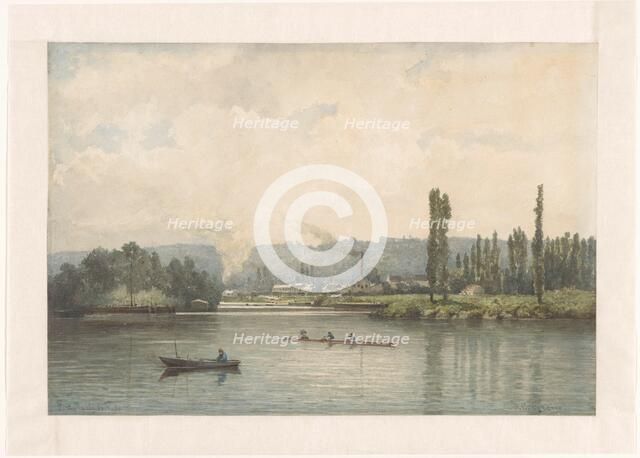 View of Port-Marly on the Seine, with the laundry, 1880.  Creator: Johan Conrad Greive.