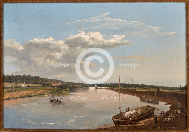 View of Pozajscie on the Niemen River, 1845. Creator: Wincenty Dmochowski.