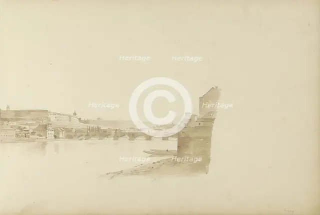 View of Prague with the Charles Bridge over the Moldau, 1820-1896. Creator: Kasparus Karsen.