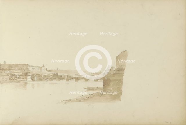 View of Prague with the Charles Bridge over the Moldau, 1820-1896. Creator: Kasparus Karsen.