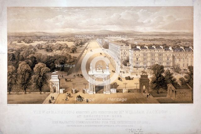 View of Queen's Gate, Hyde Park, Kensington, London, 1857. Artist: Day & Son