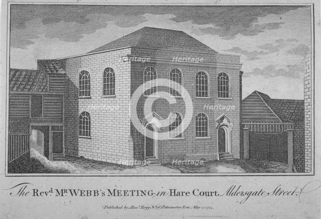 View of Reverend Francis Webb's Meeting House, Hare Court, City of London, 1784. Artist: Anon