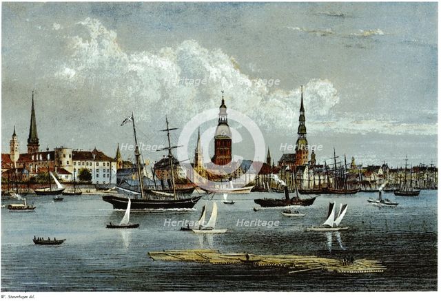 View of Riga, ca 1855. Artist: Stavenhagen, Wilhelm Siegfried (1814-1881)