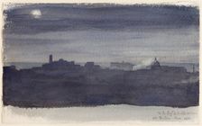 View of Rome at Night, 1836. Creator: Hippolyte-Jean Flandrin