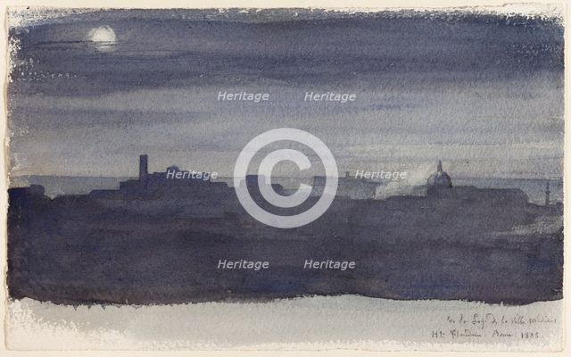 View of Rome at Night, 1836. Creator: Hippolyte-Jean Flandrin.