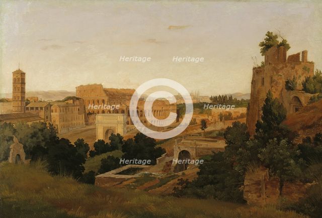 View of Rome with the Colosseum. Study, 1846. Creator: Gustav Wilhelm Palm.