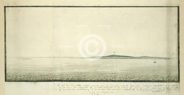View of Robben Island from a distance of one hour south south-east from the shore, 1777. Creators: Robert Jacob Gordon, Johannes Schumacher.