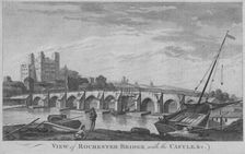 View of Rochester Bridge with the Castle, &c 1779. Creator: Unknown
