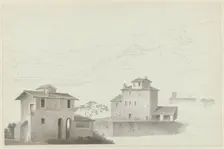 View of Roviano, Houses in Rome in the Foreground, c.1809-c.1812. Creator: Josephus Augustus Knip
