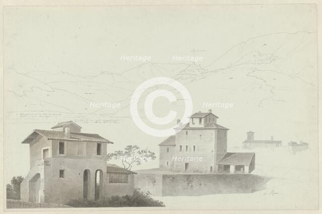 View of Roviano, Houses in Rome in the Foreground, c.1809-c.1812. Creator: Josephus Augustus Knip.