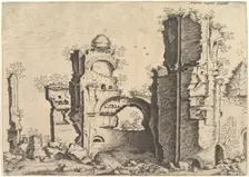View of ruins, possibly the Baths of Caracalla, from the series The Small book of Roman r..., 1561. Creators: Johannes van Doetecum I, Lucas van Doetecum