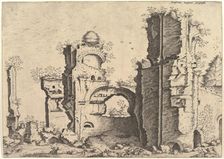 View of ruins, possibly the Baths of Caracalla, from the series The Small book of Roman r..., 1561. Creators: Johannes van Doetecum I, Lucas van Doetecum