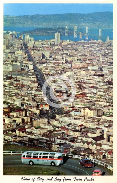 View of San Francisco from Twin Peaks, California, USA, 1957. Artist: Unknown