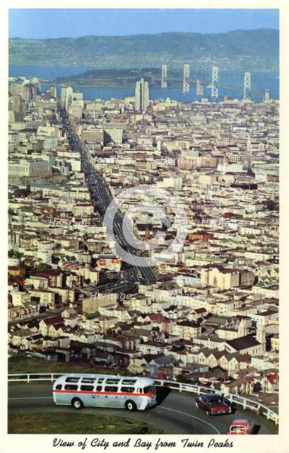 View of San Francisco from Twin Peaks, California, USA, 1957. Artist: Unknown
