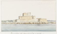 View of San Mauro la Bruca Castle from the sea, 1778. Creator: Louis Ducros