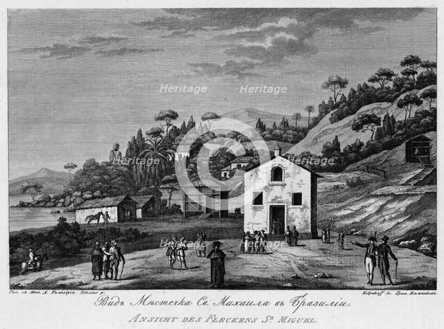 View of Sao Miguel Settlement in Brazil, 1813. Creator: Ivan Ivanovich Kolpakov.