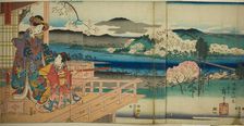 View of Sagano (Sagano fukei), from the series "A Modern Genji Picture Contest (Furyu Genji...,1853. Creator: Utagawa Kunisada