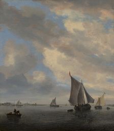 View of Sailing Boats on a Lake. Creator: Salomon Ruysdael
