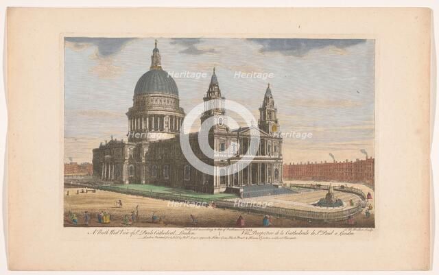 View of Saint Paul's Cathedral in London seen from the northwest side, 1753. Creator: Johann Michael Muller.