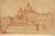 View of Saint Peter's (recto); Study of a Young Man (verso), 1603. Creator: Federico Zuccaro