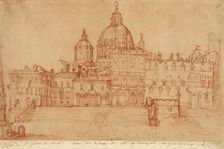 View of Saint Peter's (recto); Study of a Young Man (verso), 1603. Creator: Federico Zuccaro