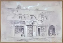 View of Salem Chapel and a tobacconists in Fitzroy Square, London, 1853. Artist: Anon