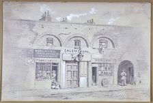 View of Salem Chapel and a tobacconists in Fitzroy Square, London, 1853. Artist: Anon