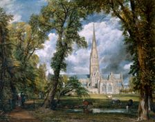 View of Salisbury Cathedral from the Bishop's Grounds Wiltshire, c1822. Creator: John Constable
