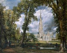 View of Salisbury Cathedral from the Bishop's Grounds Wiltshire, c1822. Artist: John Constable