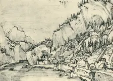 View of Sarmingstein on the Danube, 1511, (1943). Creator: Albrecht Altdorfer