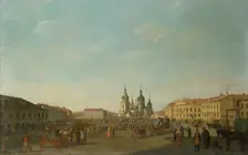 View of Sennaya Square in St Petersburg, 1800. Creator: Benjamin Patersson