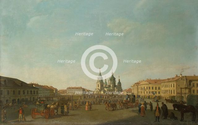 View of Sennaya Square in St Petersburg, 1800. Creator: Benjamin Patersson.