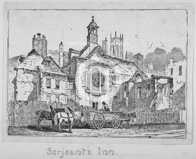 View of Serjeants' Inn with a horse and cart, Chancery Lane, City of London, 1840. Artist: Anon