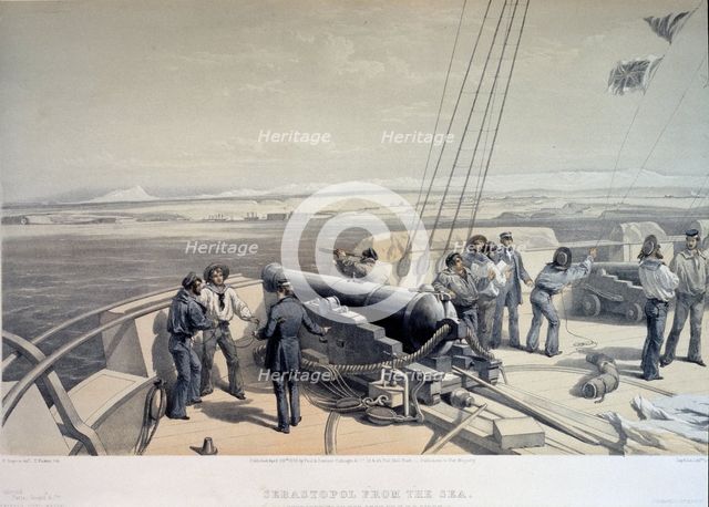 View of Sevastopol from the sea, 1855. Artist: Simpson, William (1832-1898)