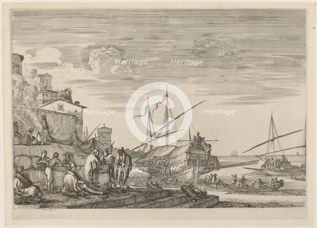 View of Several Houses Facing the Port, probably c. 1654/1655. Creator: Stefano della Bella.