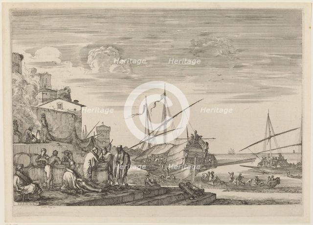 View of Several Houses Facing the Port, probably c. 1654/1655. Creator: Stefano della Bella.