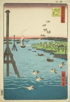 View of Shiba Bay (Shibaura no fukei), from the series "One Hundred Famous Views..., ", 1856. Creator: Ando Hiroshige
