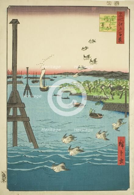 View of Shiba Bay (Shibaura no fukei), from the series "One Hundred Famous Views..., ", 1856. Creator: Ando Hiroshige.