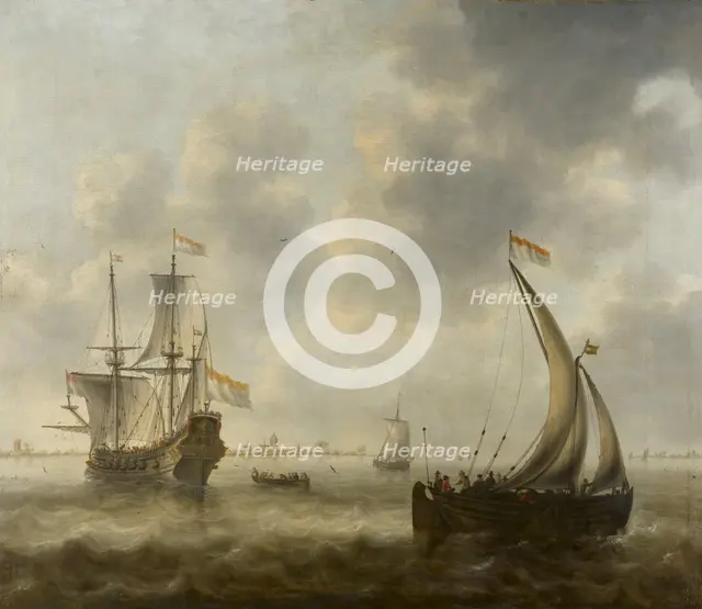 View of Ships on a River. Creator: Jacob Bellevois.