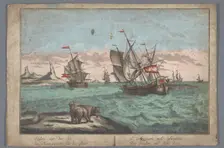 View of ships sailing in the Arctic, 1742-1801. Creator: Anon