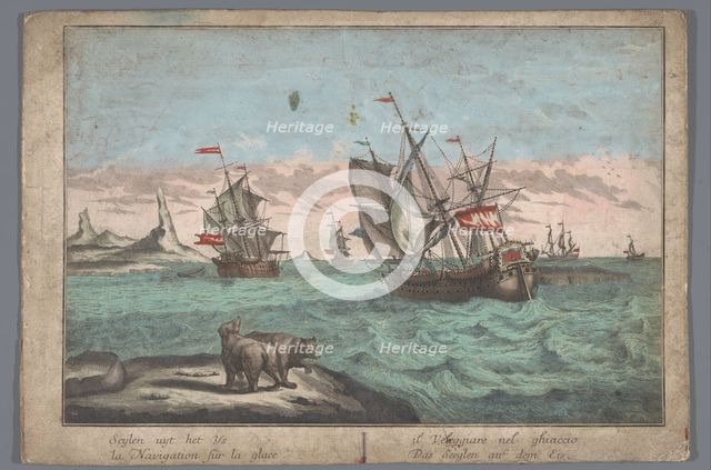View of ships sailing in the Arctic, 1742-1801.  Creator: Anon.