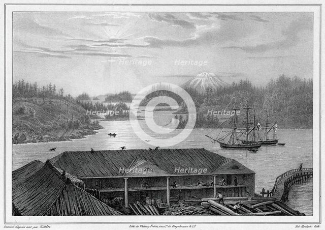 View of Sitka Bay (taken from Governor's House) (northwest coast of America), 19th century. Creators: Friedrich Heinrich Kittlitz, Godefroy Engelmann.
